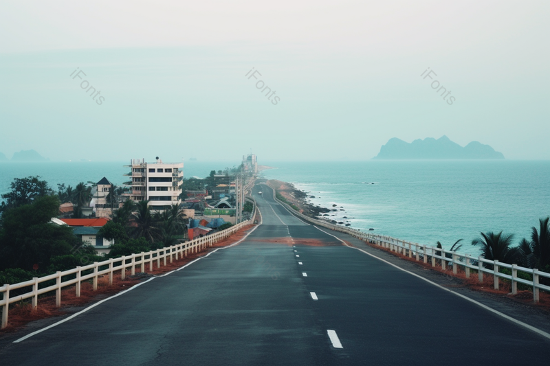 海边小镇靠近大海的道路自然风景背景图,高清,摄影图,摄影图片,图片大全,摄影图免费下载